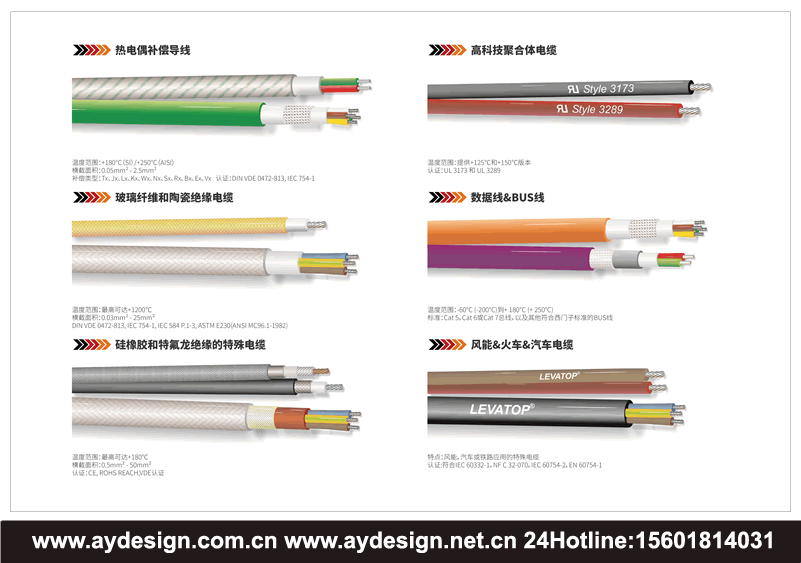 耐高溫電纜畫冊設計,特種線纜樣本設計,補償導線宣傳冊設計,耐熱電纜目錄設計印刷